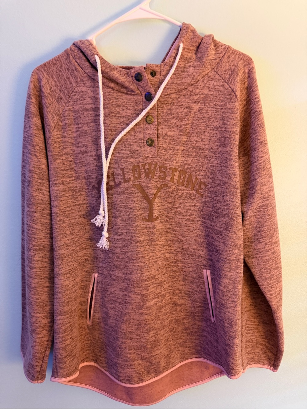 Heathered Pink Hooded Pullover Sweater